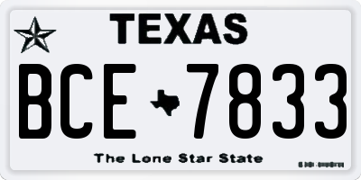 TX license plate BCE7833