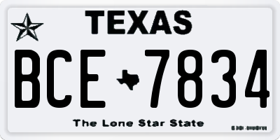 TX license plate BCE7834