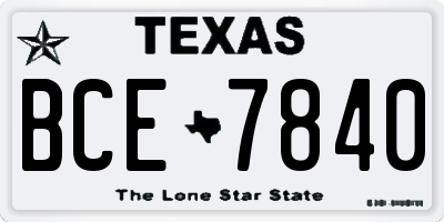 TX license plate BCE7840