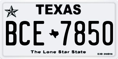 TX license plate BCE7850