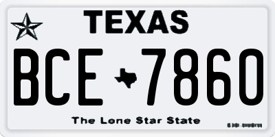 TX license plate BCE7860