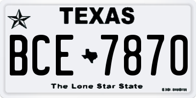 TX license plate BCE7870