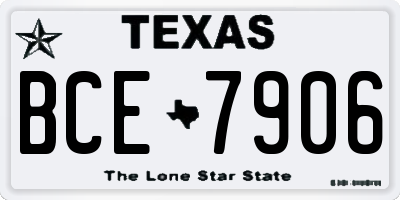 TX license plate BCE7906