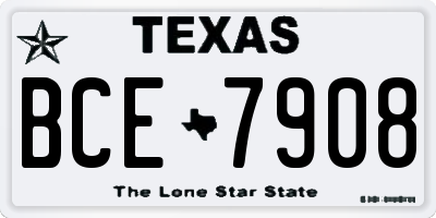 TX license plate BCE7908