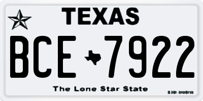 TX license plate BCE7922