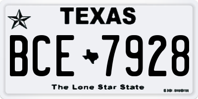 TX license plate BCE7928