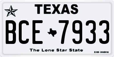 TX license plate BCE7933