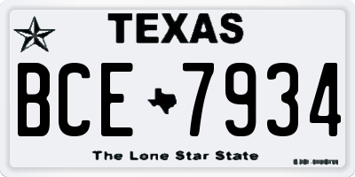 TX license plate BCE7934