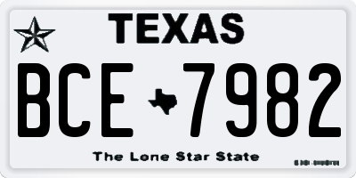 TX license plate BCE7982