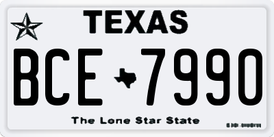 TX license plate BCE7990
