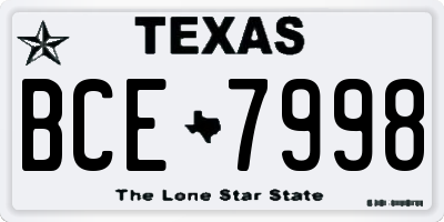 TX license plate BCE7998