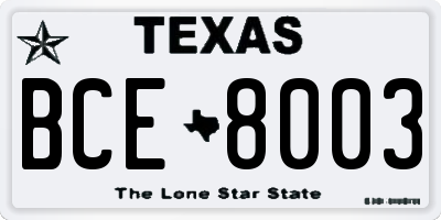 TX license plate BCE8003