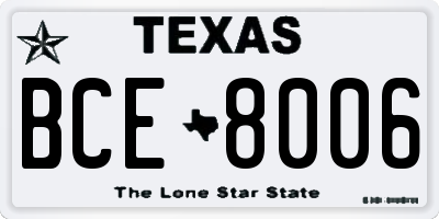 TX license plate BCE8006