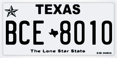 TX license plate BCE8010