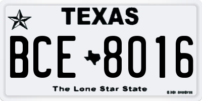 TX license plate BCE8016