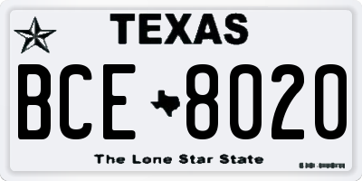 TX license plate BCE8020