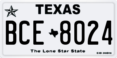 TX license plate BCE8024
