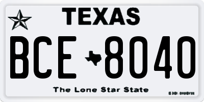 TX license plate BCE8040