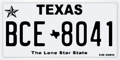 TX license plate BCE8041
