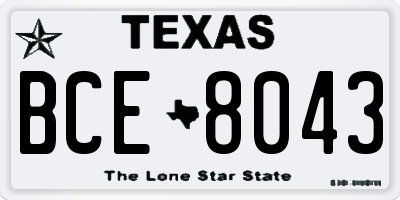 TX license plate BCE8043