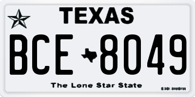TX license plate BCE8049