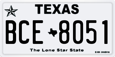 TX license plate BCE8051