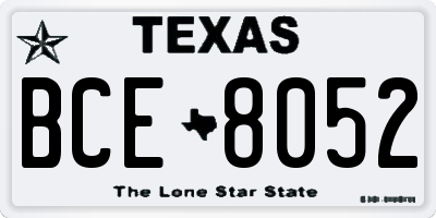 TX license plate BCE8052