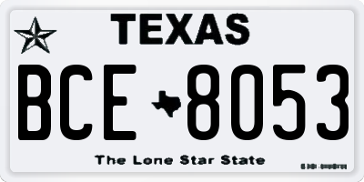 TX license plate BCE8053
