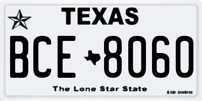 TX license plate BCE8060