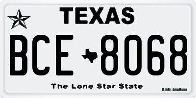 TX license plate BCE8068