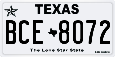 TX license plate BCE8072