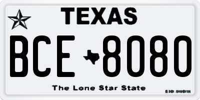 TX license plate BCE8080