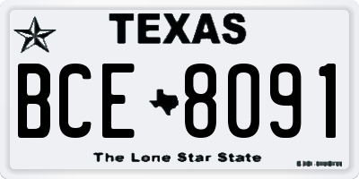 TX license plate BCE8091