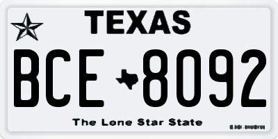 TX license plate BCE8092
