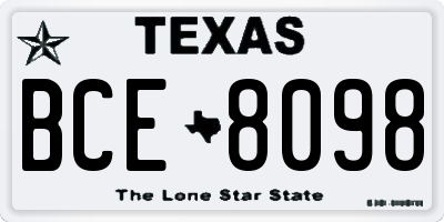 TX license plate BCE8098