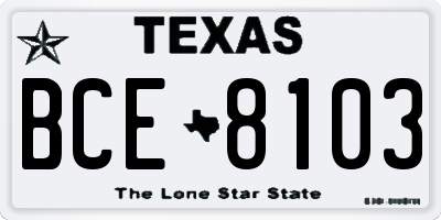 TX license plate BCE8103
