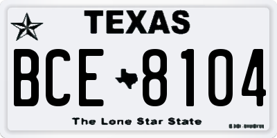 TX license plate BCE8104