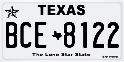 TX license plate BCE8122