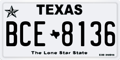 TX license plate BCE8136