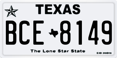 TX license plate BCE8149