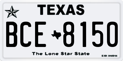 TX license plate BCE8150