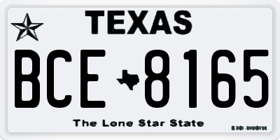 TX license plate BCE8165