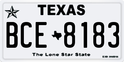 TX license plate BCE8183