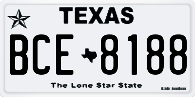 TX license plate BCE8188