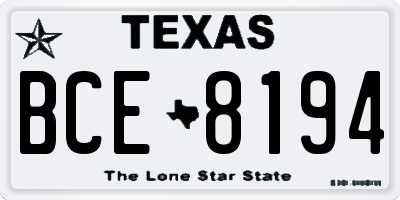 TX license plate BCE8194