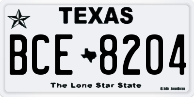 TX license plate BCE8204
