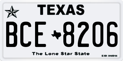 TX license plate BCE8206