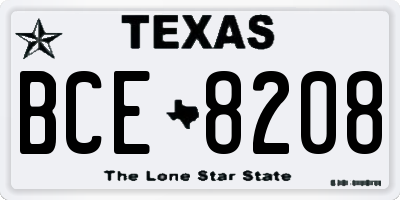 TX license plate BCE8208