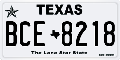 TX license plate BCE8218