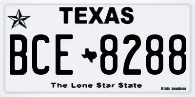 TX license plate BCE8288